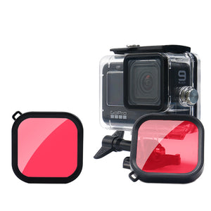 Reflex Camera Underwater Lens Dive Filter for Gopro Hero 12, 11, 10, 9, Red Filter Lens