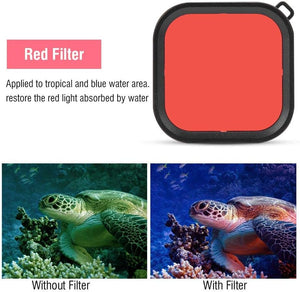 Reflex Camera Underwater Lens Dive Filter for Gopro Hero 12, 11, 10, 9, Red Filter Lens