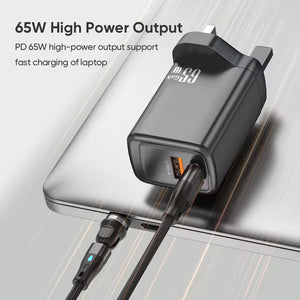 Reflex Power Universal PD65W and QC3.0 charger USB Type-C Quick Charge UK plug Black