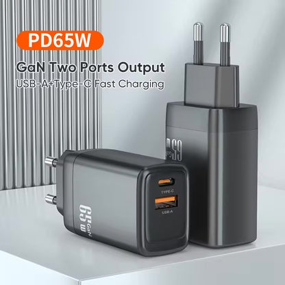 Reflex Power Universal PD65W and QC3.0 charger USB Type-C Quick Charge US plug Black